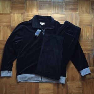 Knit velour long sleeve zip set (jacket & pants)
